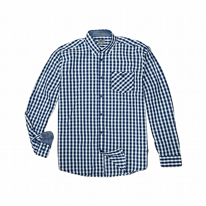 Καρό μακρυμάνικο πουκάμισο αποχρώσεις λευκό-μπλε