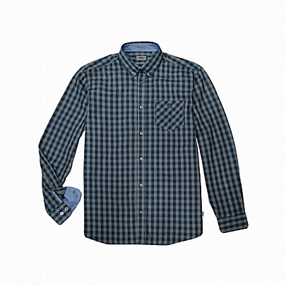 Λεπτό καρό μακρυμάνικο πουκάμισο αποχρώσεις μαύρο-καφέ