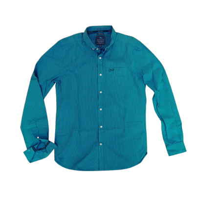 Kαρό πουκάμισο μακρύ μανίκι σε βεραμάν με μπλε χρώμα
