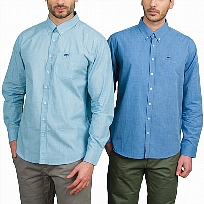 Λινό πουκάμισο μακρύ μανίκι σε γαλάζιο χρώμα