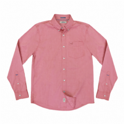 Λινό πουκάμισο μακρύ μανίκι σε κοραλί χρώμα	