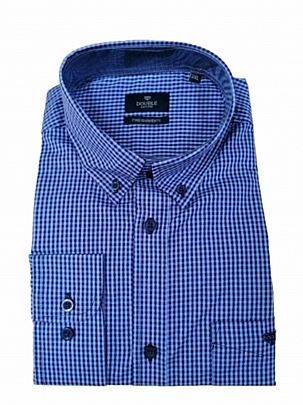 Καρό μακρυμάνικο πουκάμισο σε συνδυασμό ανοιχτό και σκούρο μπλε