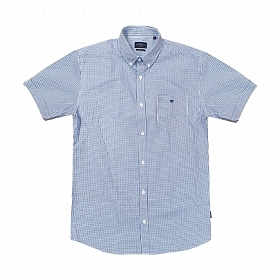 Καρό κοντομάνικο πουκάμισο Comfort Fit σε λευκό με μπλε