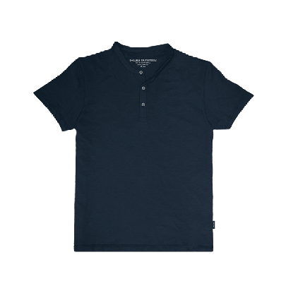 Ανδρικό t-Shirt 100% Flama Henley σε μπλε