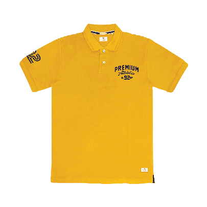 Polo pique μπλούζα με κέντημα σε κίτρινο