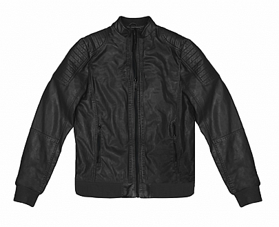 Ανδρικό μπουφάν Δερματίνη Flight Bomber Jacket σε μαύρο