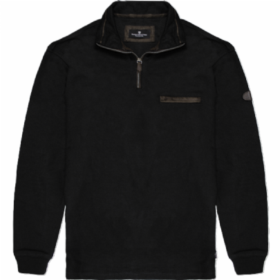 Ανδρικό μπλουζάκι πόλο Selanik με φερμουάρ και τσέπη σε μαύρο χρώμα Ανδρικό μπλουζάκι πόλο Selanik με φερμουάρ και τσέπη σε μαύρο χρώμα