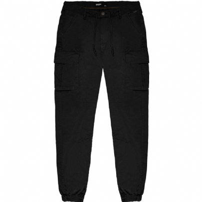 Ανδρικό παντελόνι Cargo με λάστιχο κάτω σε μαύρο χρώμα