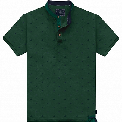 Ανδρική μπλούζα ALL OVER PRINT με μάο γιακά σε κυπαρισσί χρώμα