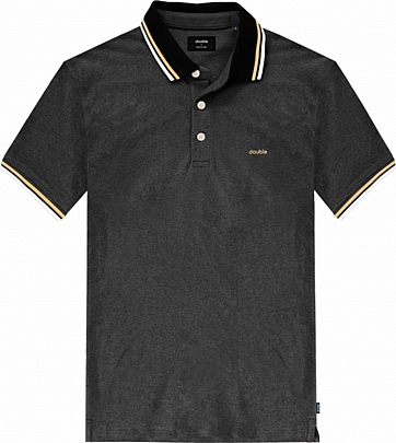 Ανδρικό μπλουζάκι πόλο πικέ με σχέδιο σε μαύρο χρώμα