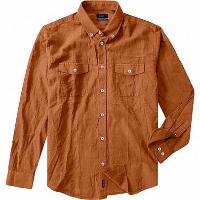 Ανδρικό λινό πουκάμισο Safari Slim line σε μόκκα χρώμα