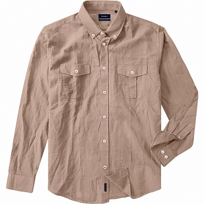 Ανδρικό λινό πουκάμισο Safari Slim line σε  χρώμα της ερήμου