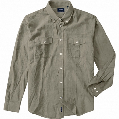 Ανδρικό λινό πουκάμισο Safari Slim line σε  χακί χρώμα