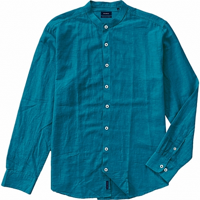 Λινό Μάο πουκάμισο σε πετρόλ χρώμα