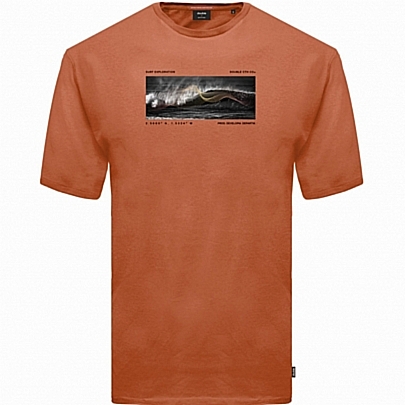 Ανδρικό T-shirt με στάμπα σε πορτοκαλί χρώμα 