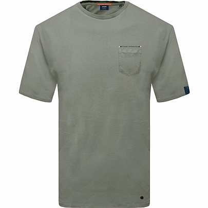 Ανδρικό βαμβακερό T-shirt με τσεπάκι στο στήθος σε λαδί χρώμα