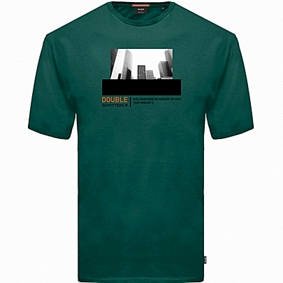 Ανδρικό μπλουζάκι με γραφική στάμπα σε κυπαρισσί χρώμα