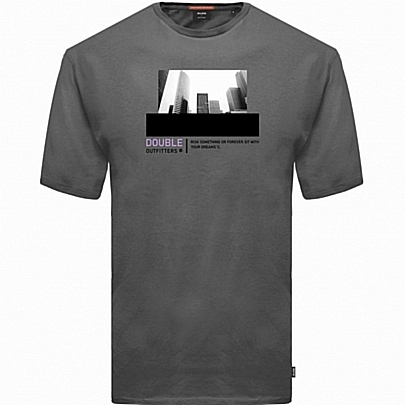 Ανδρικό μπλουζάκι με γραφική στάμπα σε γκρί ανθρακί χρώμα