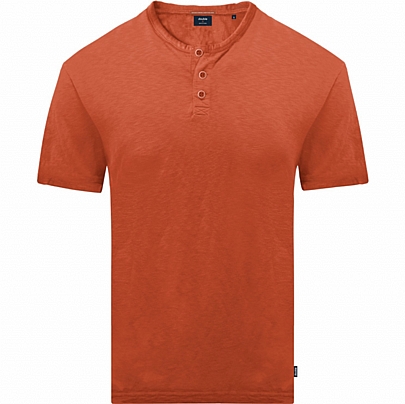 Ανδρικό T-Shirt Flama με κουμπιά στην λαιμόκοψη σε πορτοκαλί χρώμα