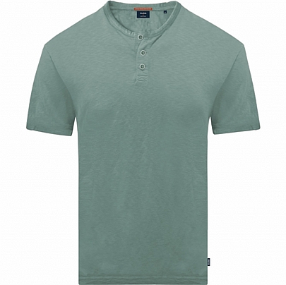 Ανδρικό T-Shirt Flama με κουμπιά στην λαιμόκοψη σε βεραμάν (μέντα) χρώμα