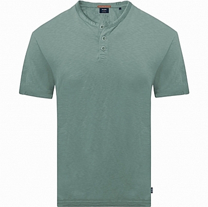 Ανδρικό T-Shirt Flama με κουμπιά στην λαιμόκοψη σε βεραμάν (μέντα) χρώμα