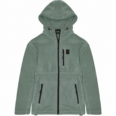 Ανδρική ζακέτα FLEECE με κουκούλα σε σκούρο μέντα χρώμα