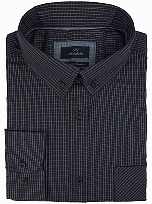 Πουκάμισο με τσέπη σε κάμελ με μπλε Πουκάμισο με τσέπη σε κάμελ με μπλε