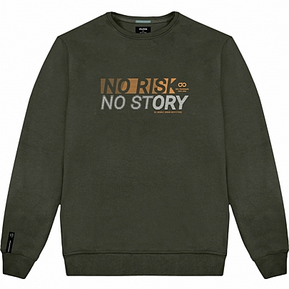 Ανδρική φούτερ με τύπωμα χωρις κουκούλα σε χακί χρώμα Ανδρική φούτερ με τύπωμα χωρις κουκούλα σε χακί χρώμα