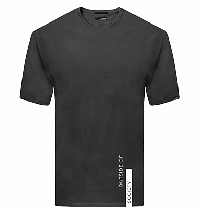 Βαμβακερό μπλουζάκι με τύπωμα στο τελείωμα σε μαύρο