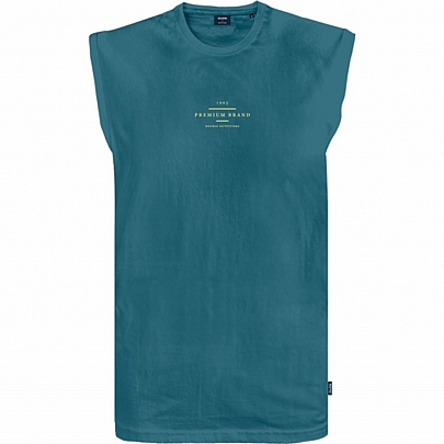 Αμάνικη μπλούζα με διακριτική στάμπα σε πετρόλ