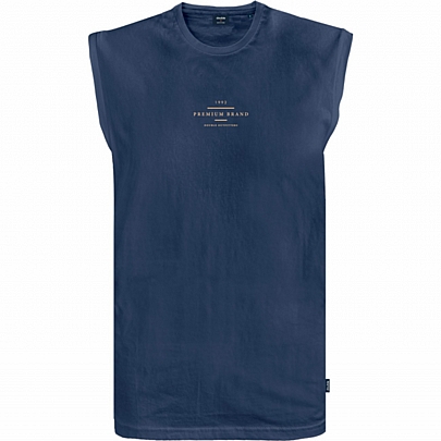 Αμάνικη μπλούζα με διακριτική στάμπα σε μπλε