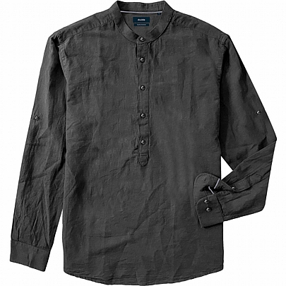 Λινή Μάο πουκαμίσα σε μαύρο Λινή Μάο πουκαμίσα σε μαύρο