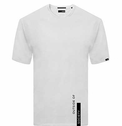 Βαμβακερό μπλουζάκι με τύπωμα στο τελείωμα σε  λευκό