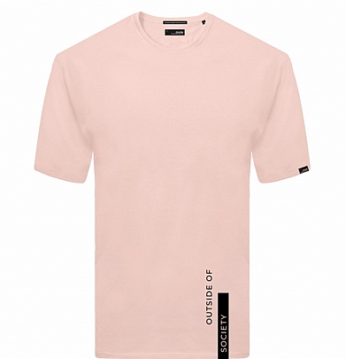 Βαμβακερό μπλουζάκι με τύπωμα στο τελείωμα σε ροζ