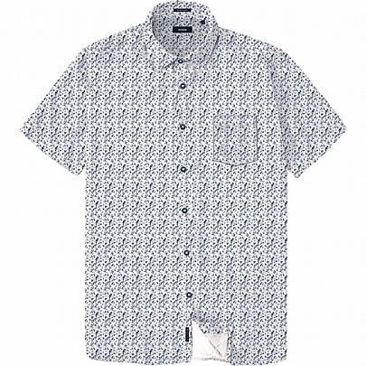 Πουκάμισο κοντό μανίκι με all over print σε λευκό