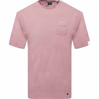Ανδρικό βαμβακερό T-shirt με τσεπάκι στο στήθος σε dusty ροζ