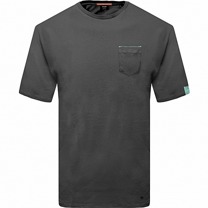 Ανδρικό βαμβακερό T-shirt με τσεπάκι στο στήθος σε γκρι ανθρακί