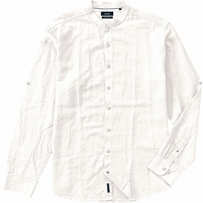 Λινό Μάο πουκάμισο σε υπόλευκο Λινό Μάο πουκάμισο σε υπόλευκο