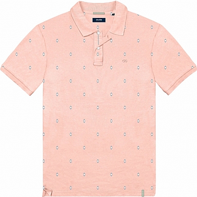Ανδρική μπλούζα ALL OVER PRINT πόλο σε ροζ  χρώμα
