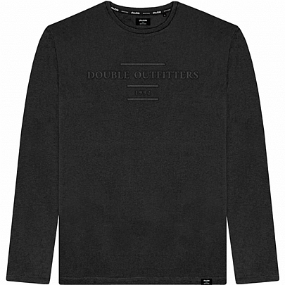 T-shirt μακρυμάνικο με ανάγλυφα γράμματα σε μαύρο