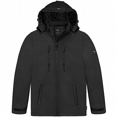 Ανδρικό μπουφάν neoprene σε πετρόλ χρώμα με κουκούλα σε μαύρο