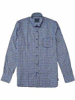 Πουκάμισο καρώ με τσέπη σε μπλε σκούρο-σιέλ Πουκάμισο καρώ με τσέπη σε μπλε σκούρο-σιέλ