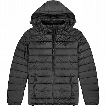 Puffer Jacket με αποσπώμενη κουκούλα σε μαύρο