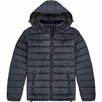 Puffer Jacket με αποσπώμενη κουκούλα σε μπλέ χρώμα