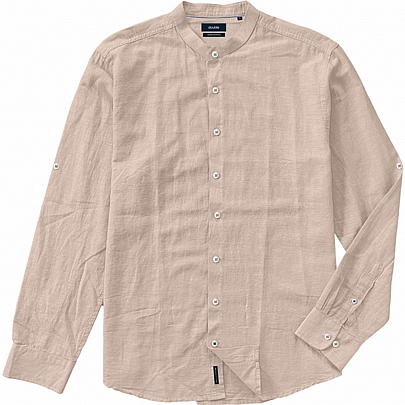Λινό Μάο πουκάμισο σε μπεζ Λινό Μάο πουκάμισο σε μπεζ