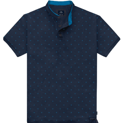 Polo Mao Collar Pique all over print navy