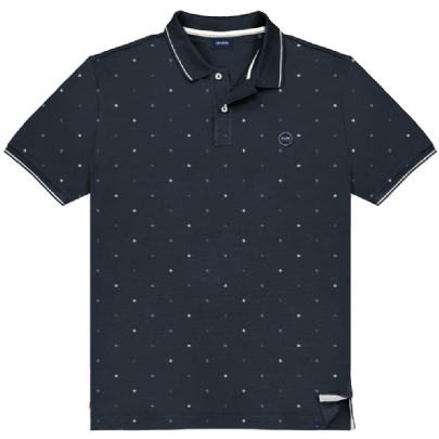 Polo pique all-over print σε navy