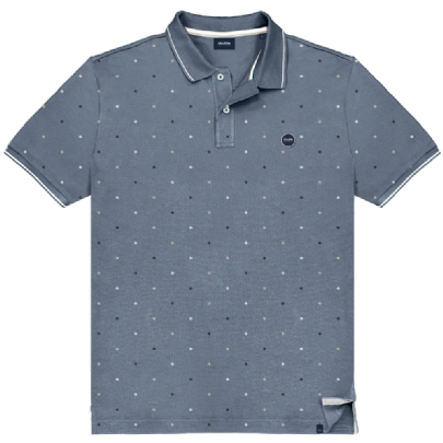 Polo pique all-over print σε ανοιχτό μπλε