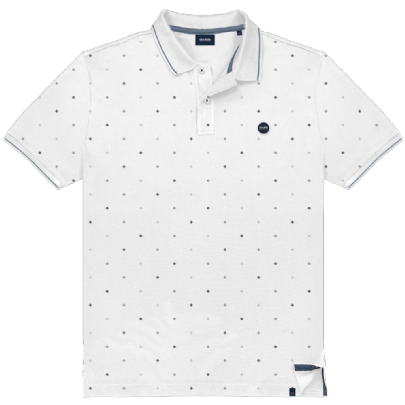 Polo pique all-over print σε άσπρο