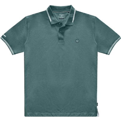 Polo pique με λεπτομέρεια στο γιακά και στο μανίκι σε teal-πετρόλ